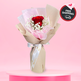 Rose Single Stalk with Baby's Breath - Valentine Single Stalk