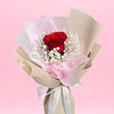 Rose Single Stalk with Baby's Breath - Valentine Single Stalk