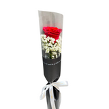 Rose Single Stalk with Baby's Breath Bouquet