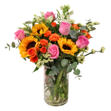 Rosie (5 Roses, 3 Sunflower) - Vase Arrangement