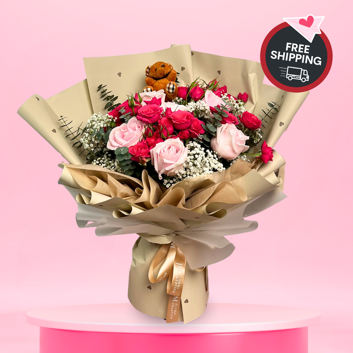 Rosy Adoration (6 Roses) - Valentine Flower Bouquet