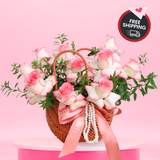 Rosy Charm (10 Roses) - Valentine Flower Basket