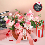 Rosy Charm (10 Roses) - Valentine Flower Basket