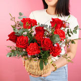 Rouge Radiance (6 Roses, 6 Carnations)