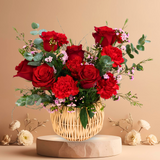 Rouge Radiance (6 Roses, 6 Carnations)