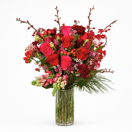 Ruby Kisses (Orchid, Rose, Snapdragon) - Vase Arrangement