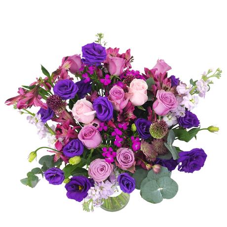 sienna Purple Roses And Carnations Vase Arrangement Birthday Flower Bouquet Singapore