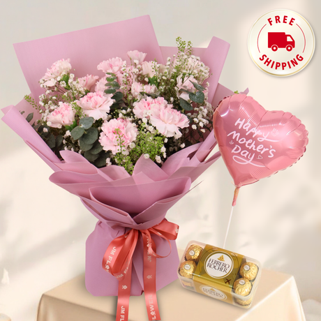 Sincere Warm (12 Carnations) - Mother's Day Bouquet