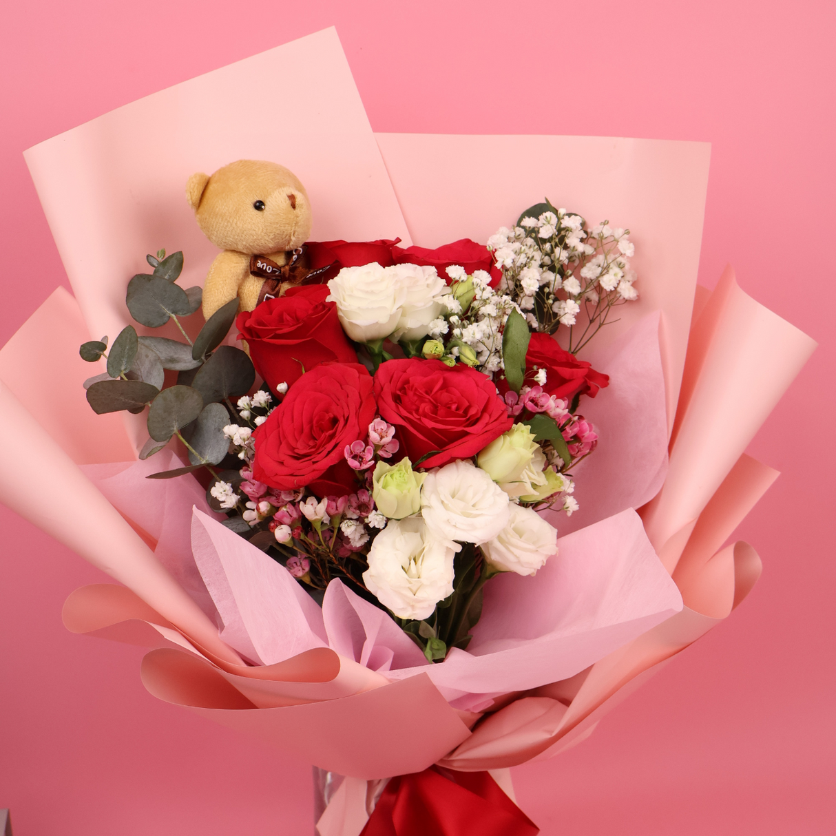 Snuggle Whisper (6 Roses) - Valentine Flower Bouquet