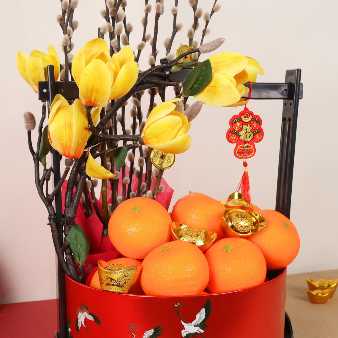 Soaring Wealth (38 Oranges) - Orange and Flower CNY Hamper