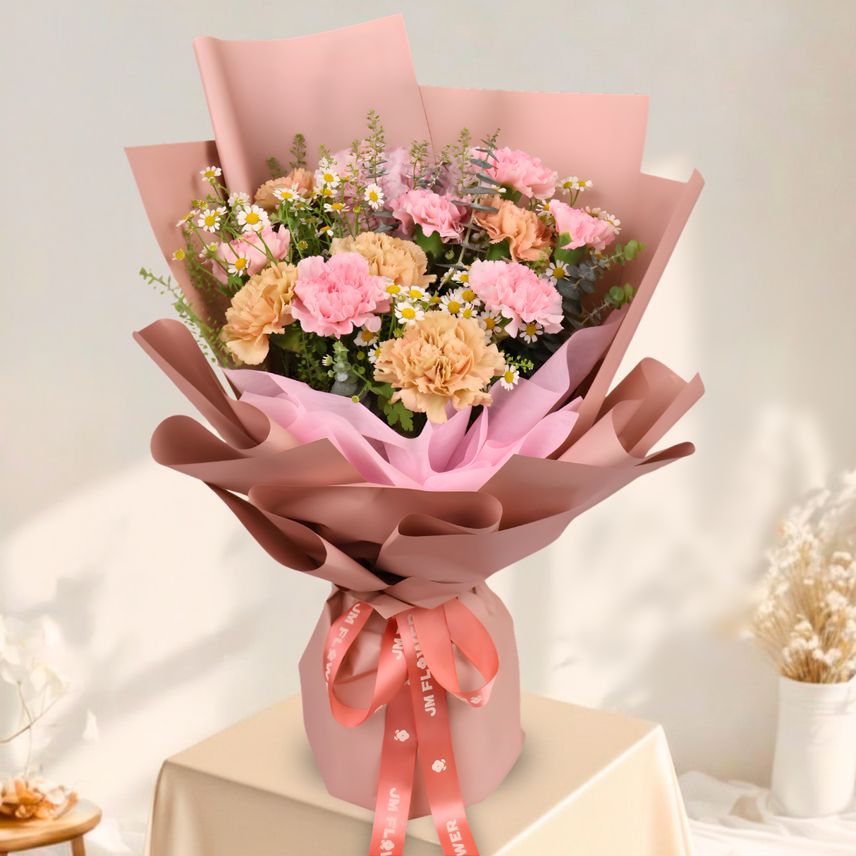 Soft Shelter (12 Carnations) - Flower Bouquet