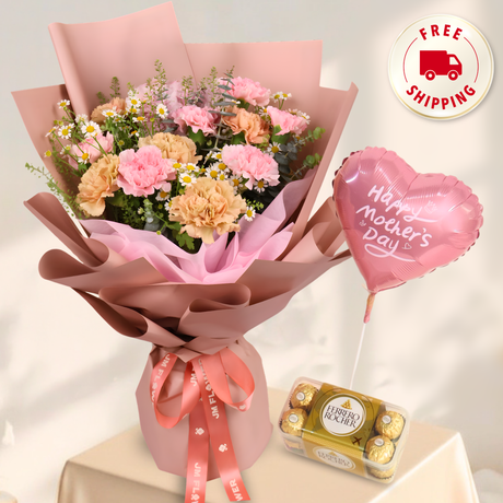 Soft Shelter (12 Carnations) - Mother's Day Bouquet