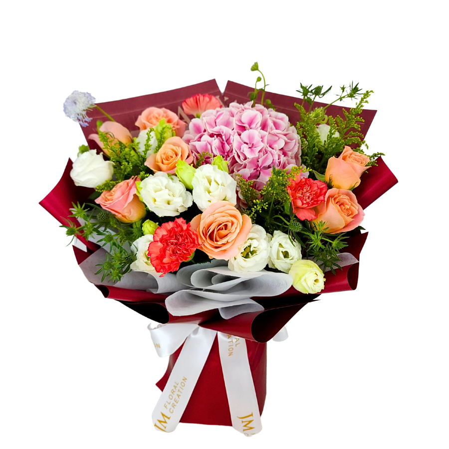 Stella (Roses, Hydrangea, Carnation) - Flower Bouquet – JM Flower