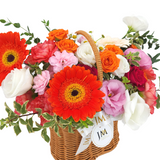 susana Orange & Red Korean-Style Basket Arrangement Birthday Flower Bouquet Singapore