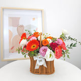 susana Orange & Red Korean-Style Basket Arrangement Birthday Flower Bouquet Singapore