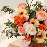 Tender Warmth (Rose, Carnation, Gerbera, Eustoma) - Flower Basket