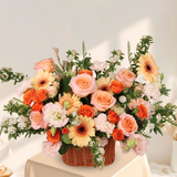 Tender Warmth (Rose, Carnation, Gerbera, Eustoma) - Flower Basket