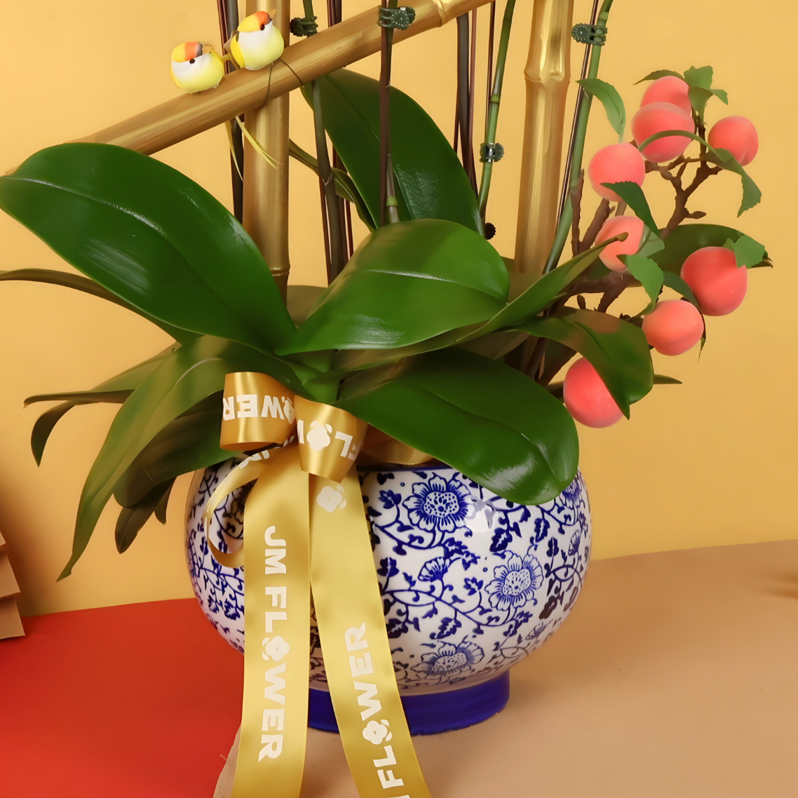 Thriving Luck (3 Single & 2 Double Stalks) - Orchid Phalaenopsis