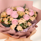 Velvet Blossom (6 Roses, 8 Carnation Spray) - Flower Bouquet