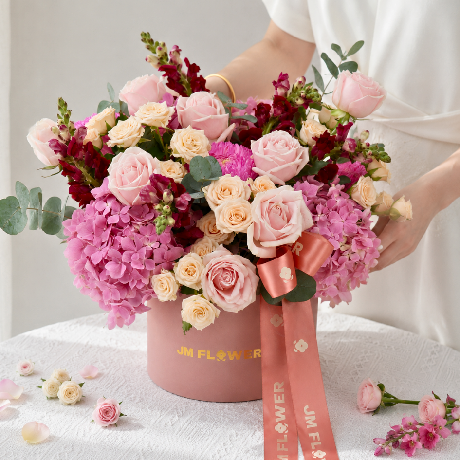Yara (Hydrangeas, Roses, Snapdragon) - Flower Box