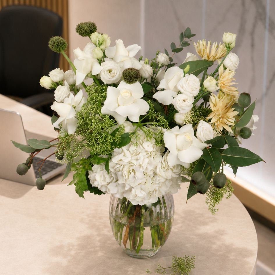 Zelda (8 Roses, 6 Gerberas) - Vase Arrangement