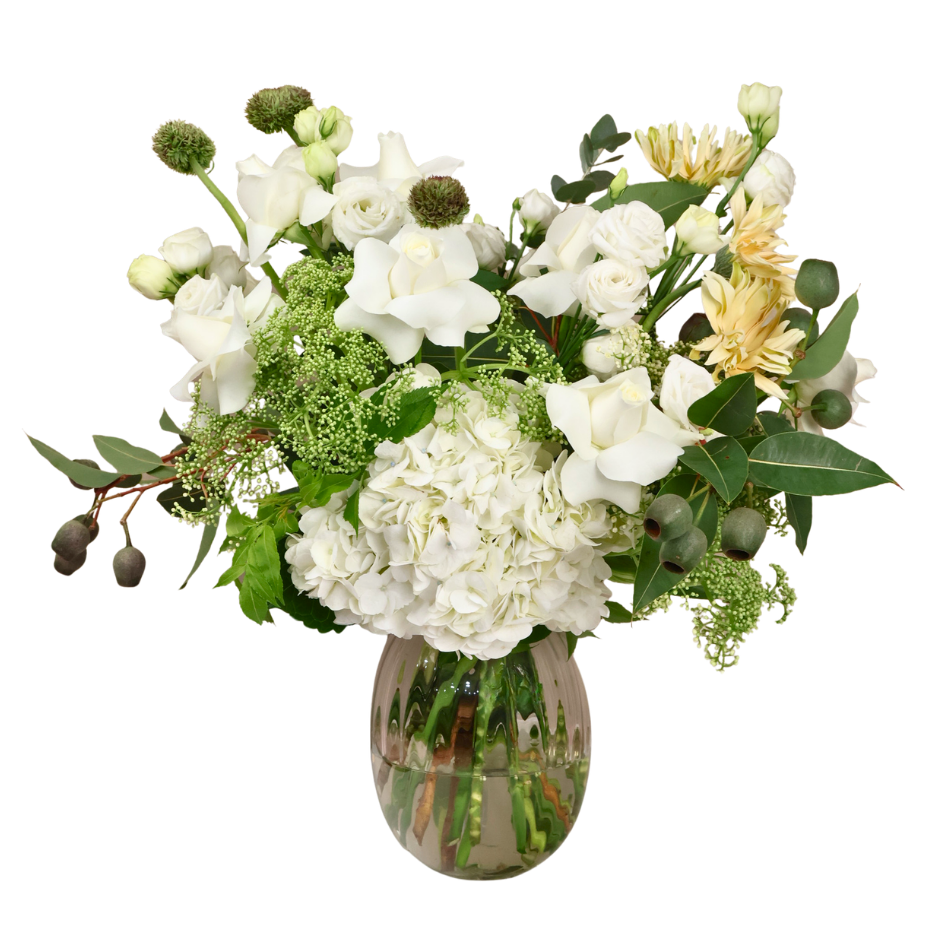 Zelda (8 Roses, 6 Gerberas) - Vase Arrangement