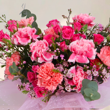 Berry Bloom (12 Carnations, Rose Spray) - Mother's Day Basket