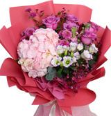 Blooming Treasure (1 Hydrangea, 5 Roses) - Flower Bouquet