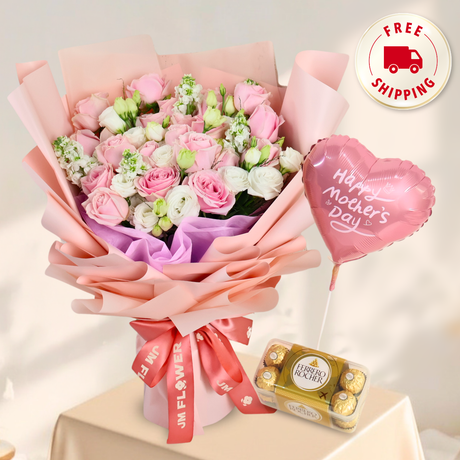 Mira (Roses, Eustoma, Mattiola) - Mother's Day Bouquet