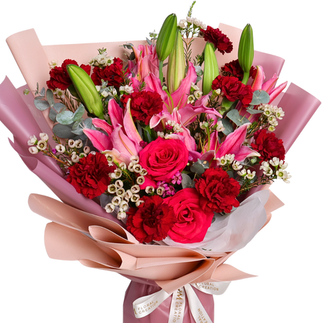 Nurturing Delights (Lily, Roses, Carnation) - Flower Bouquet