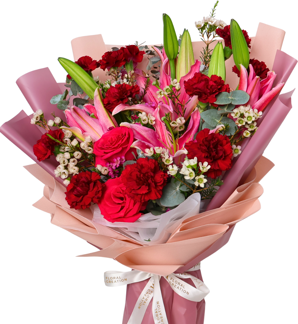 Nurturing Delights (Lily, Roses, Carnation) - Flower Bouquet