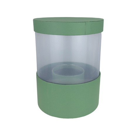 Transparent round hand box Green